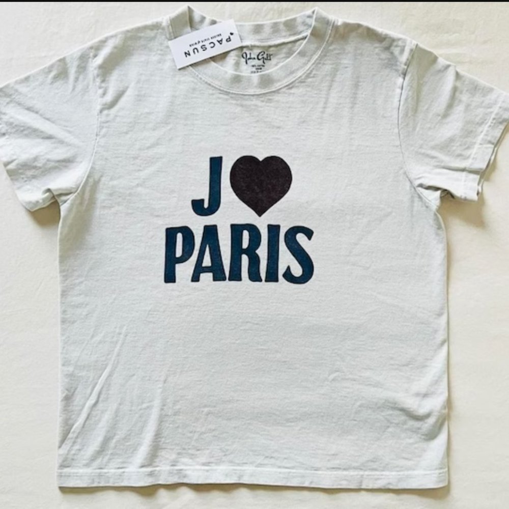 BNWT Brandy Melville/John Galt J Heart Paris Graphic T-shirt 21 x 17.5